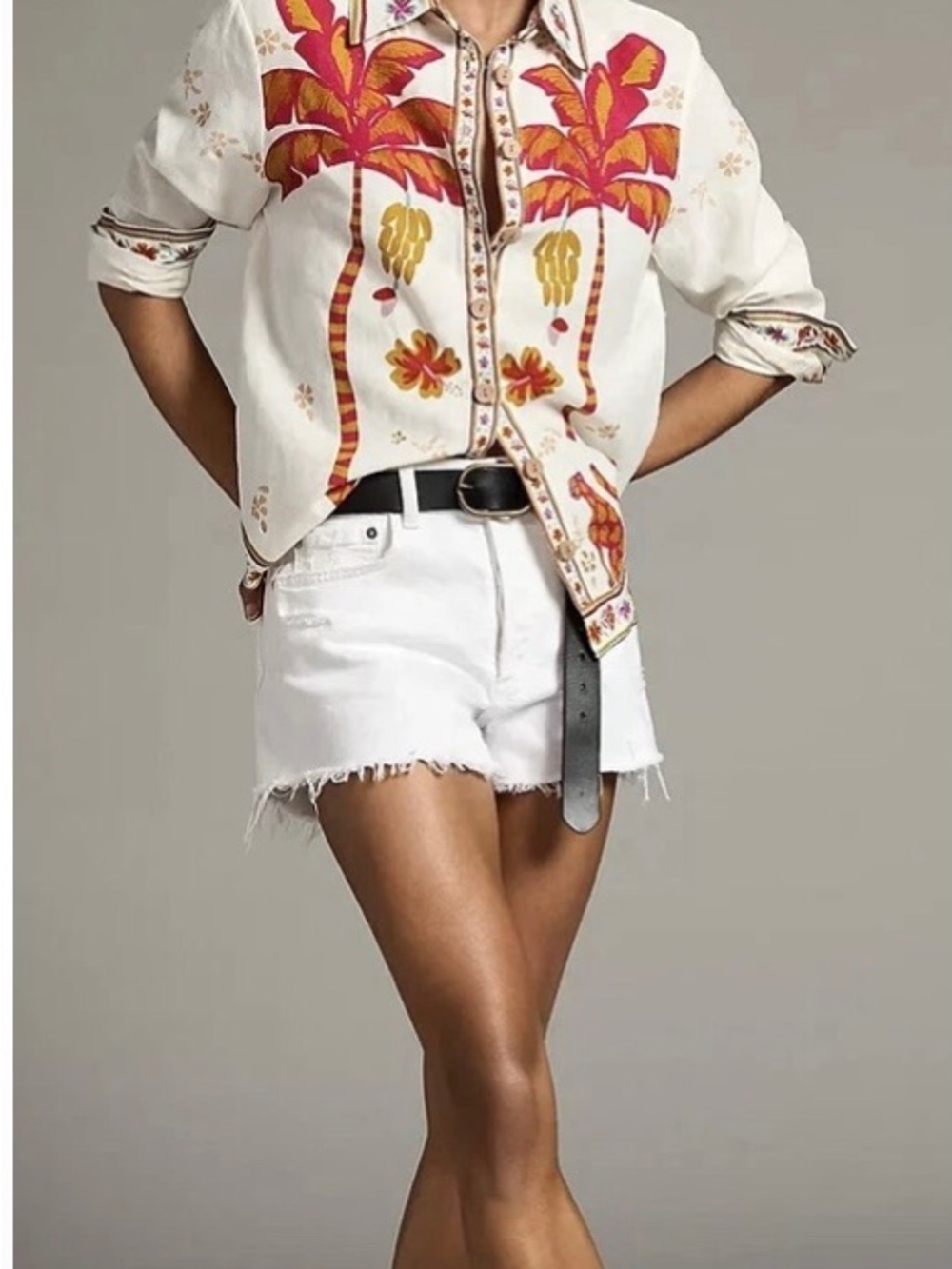 Farm Rio Tropical Life Button-front Linen Ramie Shirt - Picture 8 of 8